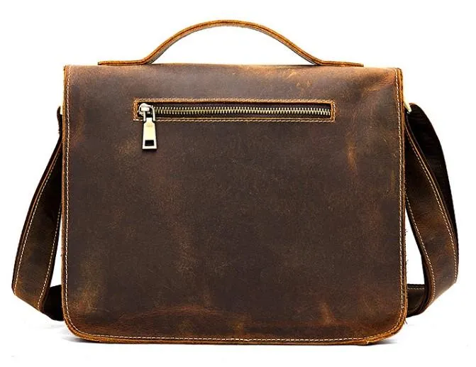 Cool Leather Mens Vintage Brown Small Side Bag Messenger Bag Shoulder Bag for Men