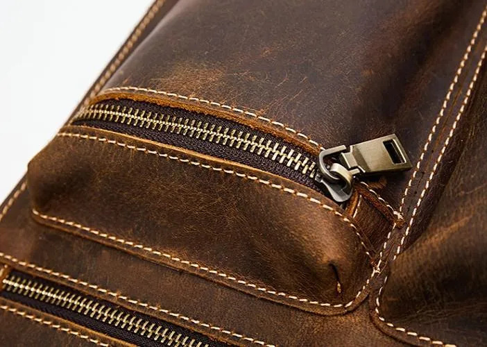Cool Leather Mens Vintage Brown Small Side Bag Messenger Bag Shoulder Bag for Men