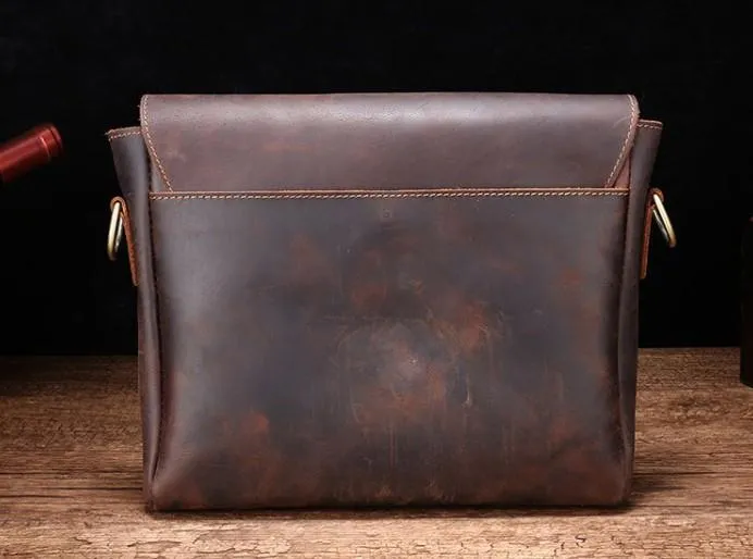 Cool Leather Messenger Bag Side Bag Vintage Shoulder Bag For Men