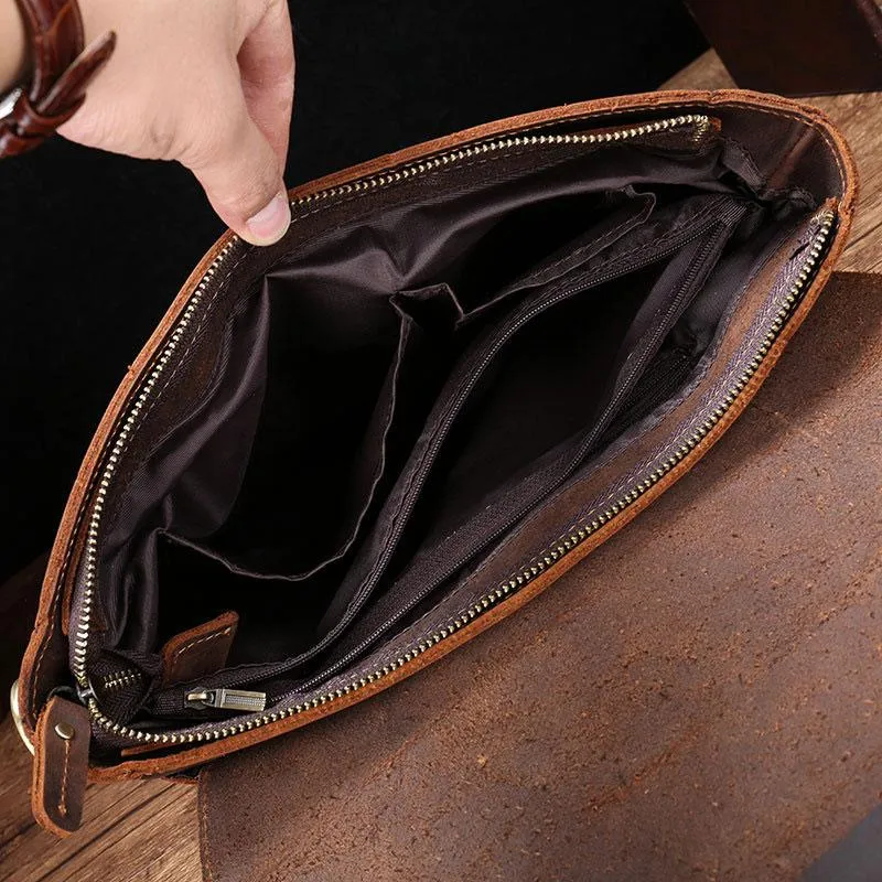 Cool Leather Messenger Bag Side Bag Vintage Shoulder Bag For Men