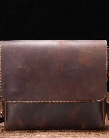Cool Leather Messenger Bag Side Bag Vintage Shoulder Bag For Men
