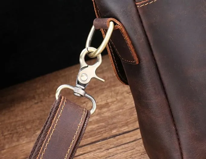 Cool Leather Messenger Bag Side Bag Vintage Shoulder Bag For Men