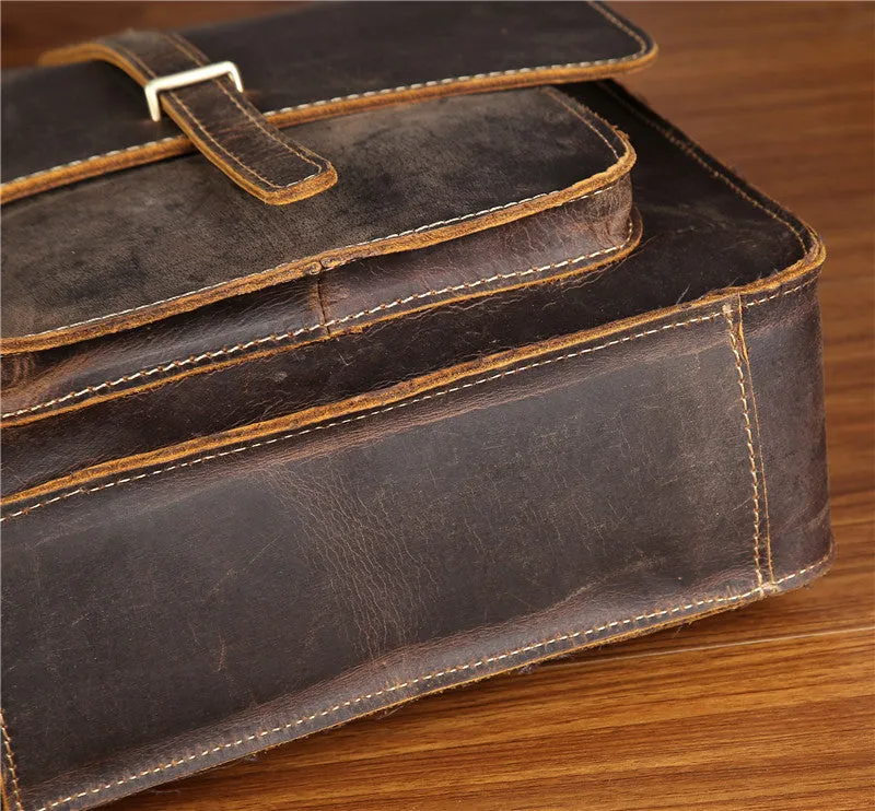 Cool Leather Small Messenger Bag Vintage Small Shoulder Bag Crossbody Bag For Men