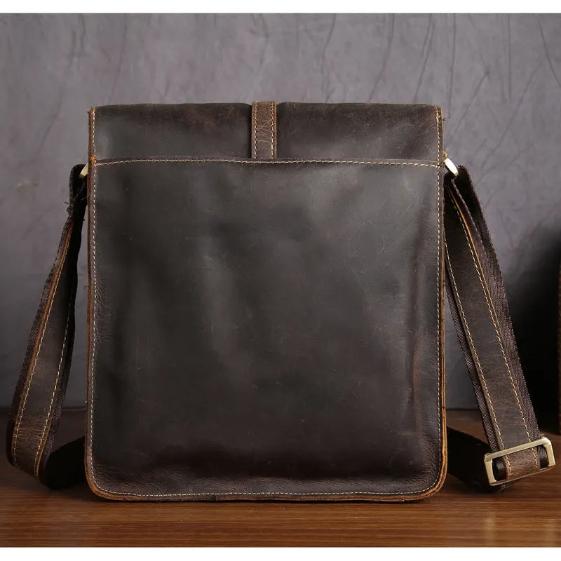 Cool Leather Small Messenger Bag Vintage Small Shoulder Bag Crossbody Bag For Men