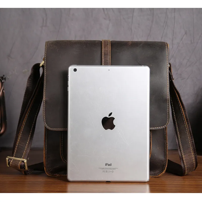 Cool Leather Small Messenger Bag Vintage Small Shoulder Bag Crossbody Bag For Men