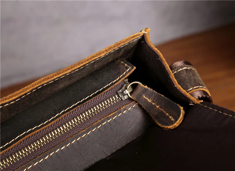 Cool Leather Small Messenger Bag Vintage Small Shoulder Bag Crossbody Bag For Men