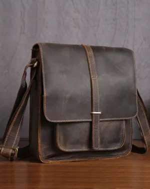 Cool Leather Small Messenger Bag Vintage Small Shoulder Bag Crossbody Bag For Men
