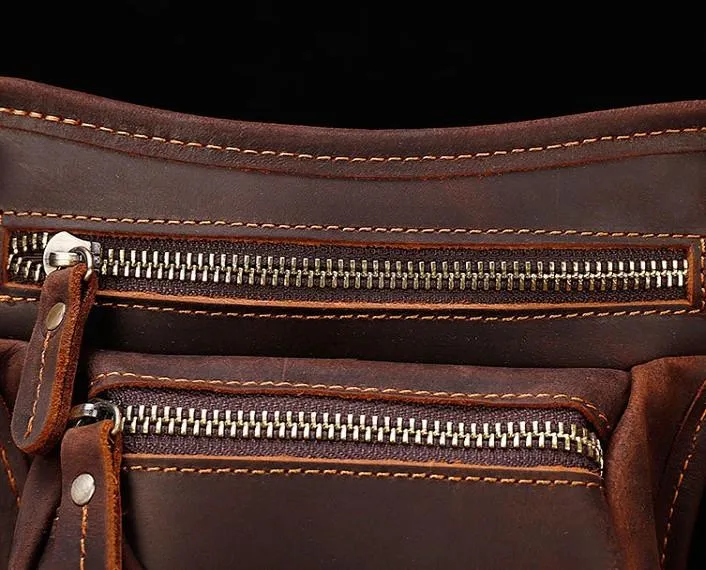 Cool Leather Small Side Bag Messenger Bag Waist Bag Small Shoulder Bag For Men