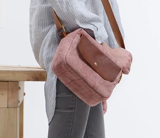 Cool Mens Canvas Leather Side Bag Gray Courier Bag Messenger Bag for Men