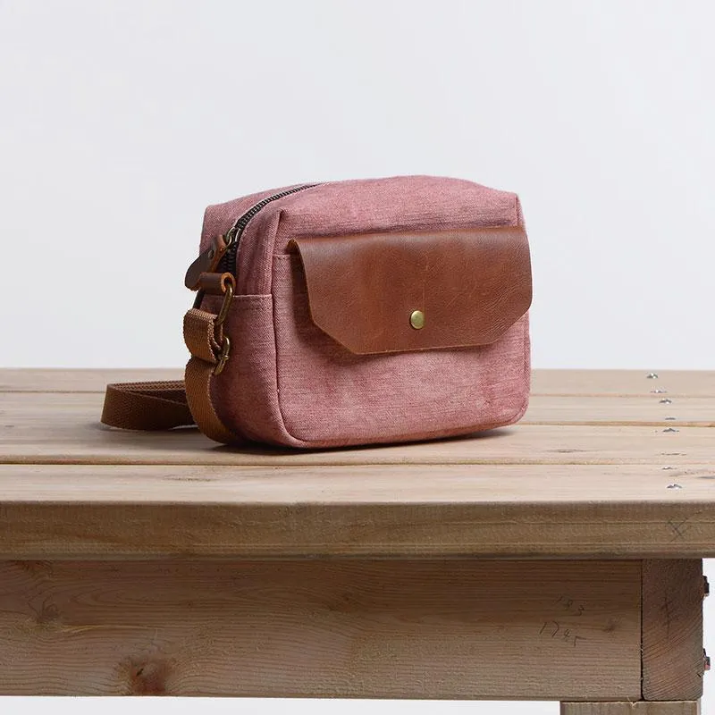 Cool Mens Canvas Leather Side Bag Gray Courier Bag Messenger Bag for Men