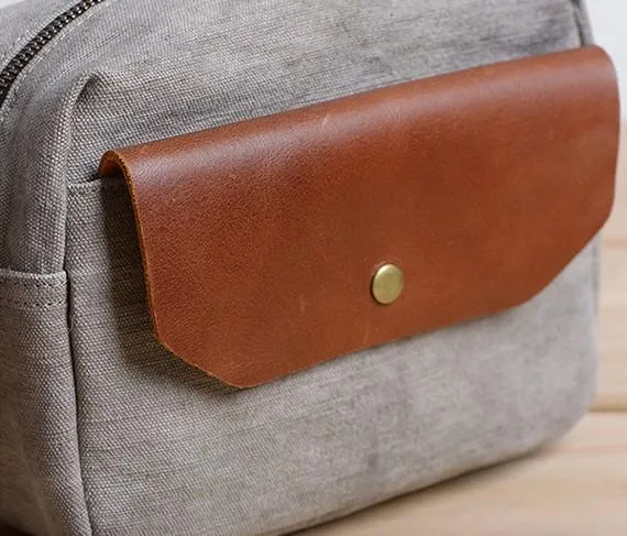 Cool Mens Canvas Leather Side Bag Gray Courier Bag Messenger Bag for Men