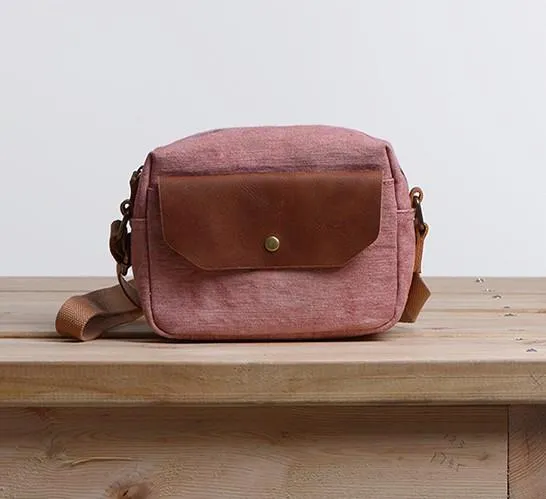 Cool Mens Canvas Leather Side Bag Gray Courier Bag Messenger Bag for Men