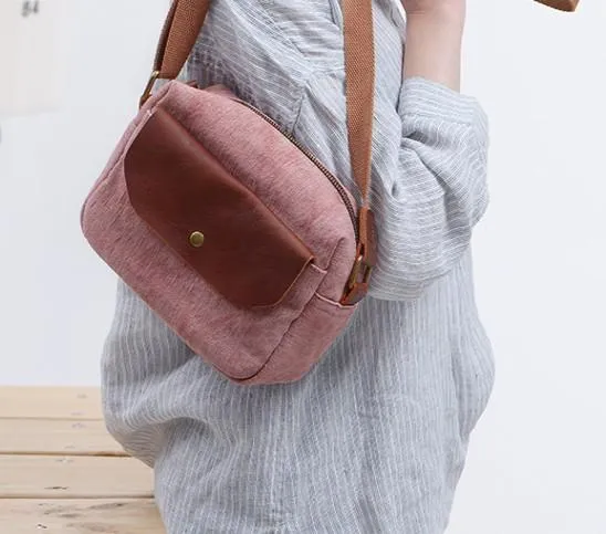 Cool Mens Canvas Leather Side Bag Gray Courier Bag Messenger Bag for Men