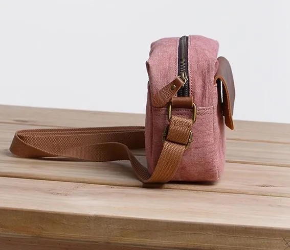 Cool Mens Canvas Leather Side Bag Gray Courier Bag Messenger Bag for Men