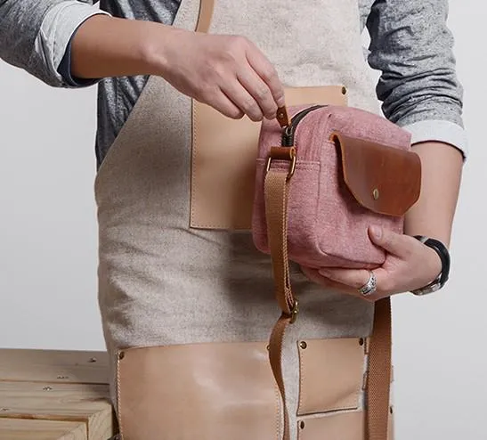 Cool Mens Canvas Leather Side Bag Gray Courier Bag Messenger Bag for Men