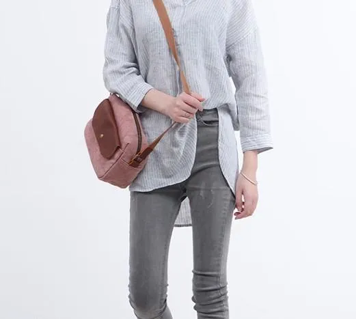 Cool Mens Canvas Leather Side Bag Gray Courier Bag Messenger Bag for Men