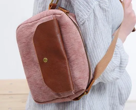 Cool Mens Canvas Leather Side Bag Gray Courier Bag Messenger Bag for Men
