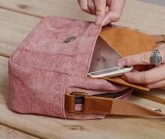 Cool Mens Canvas Leather Side Bag Gray Courier Bag Messenger Bag for Men