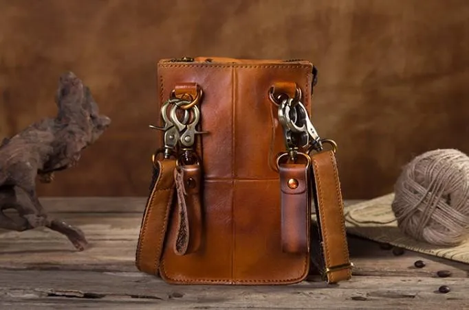 Cool Mens Leather Belt Pouch Belt Bag Waist Bag Small Shoulder Bag for Men