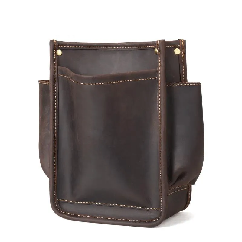 Cool Men's Leather Tool Pouch electrician Waist tool bag  Belt Pouch For Men