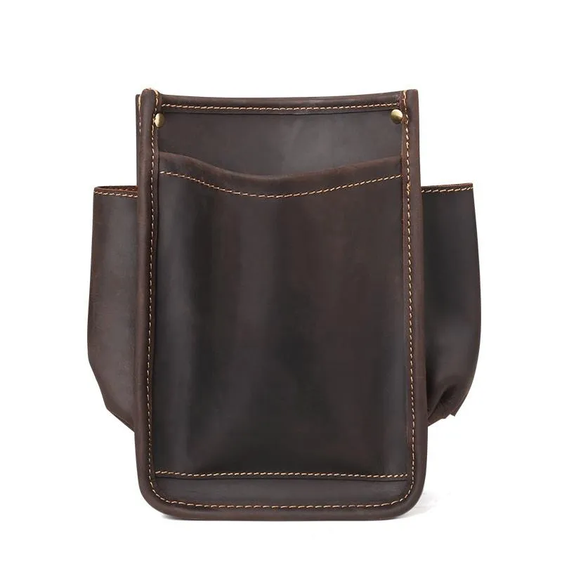 Cool Men's Leather Tool Pouch electrician Waist tool bag  Belt Pouch For Men