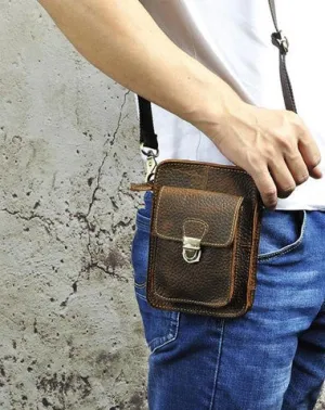 Cool Mens Small Leather Belt Pouch Holster Belt Case Waist Pouch Side Bag for Men