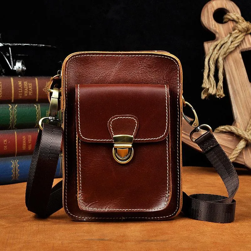 Cool Mens Small Leather Belt Pouch Holster Belt Case Waist Pouch Side Bag for Men