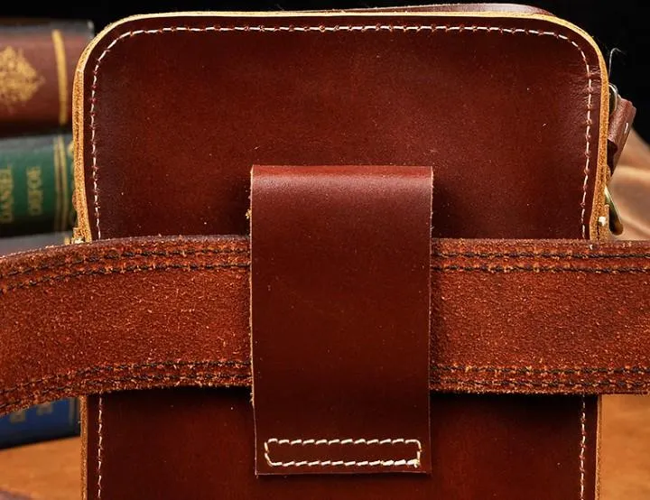 Cool Mens Small Leather Belt Pouch Holster Belt Case Waist Pouch Side Bag for Men