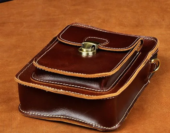 Cool Mens Small Leather Belt Pouch Holster Belt Case Waist Pouch Side Bag for Men