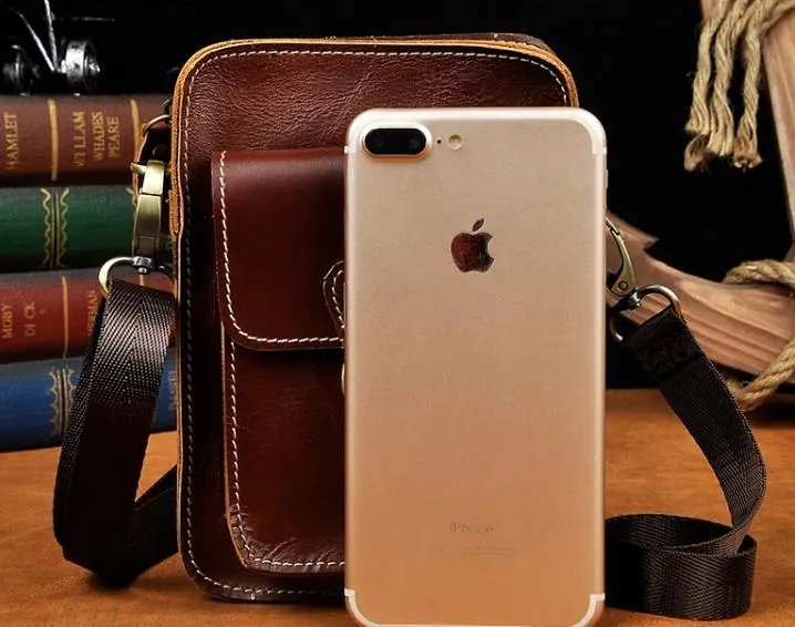 Cool Mens Small Leather Belt Pouch Holster Belt Case Waist Pouch Side Bag for Men
