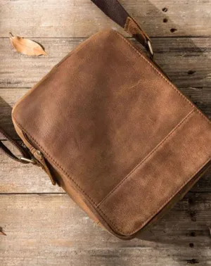 Cool Mens Small Leather Brown Bag Messenger Bags Shoulder Bags  for Men