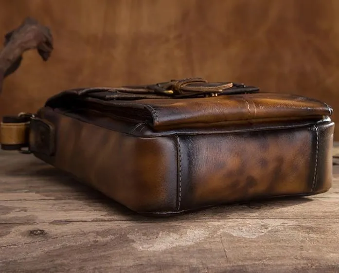 Cool Retro Leather Mens Tablet Messenger Bag Small Side Bag Messenger Bag For Men
