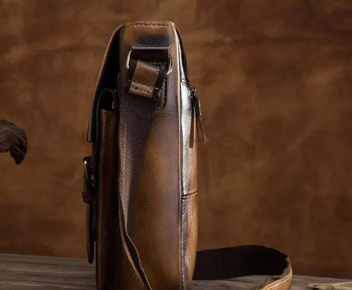 Cool Retro Leather Mens Tablet Messenger Bag Small Side Bag Messenger Bag For Men