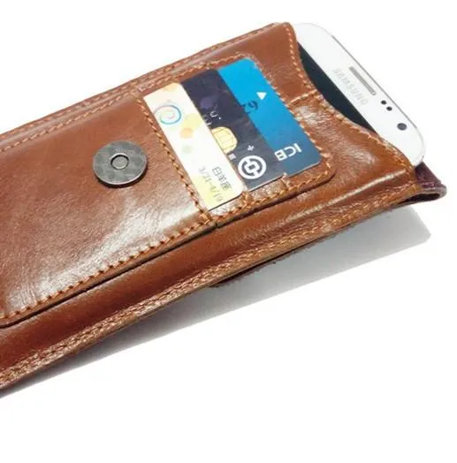 Cool Slim Mens Leather Cell Phone Holsters Belt Pouch Waist Bag for Men