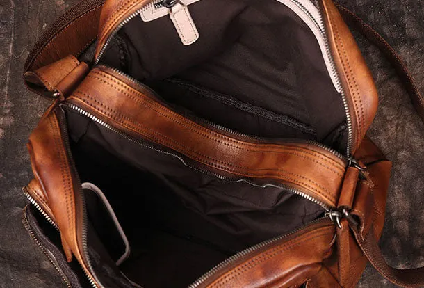 Cool Small Leather Mens Messenger Bag Brown Courier Bag Side Bag Postman Bag for men