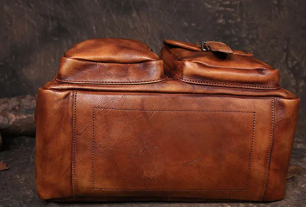 Cool Small Leather Mens Messenger Bag Brown Courier Bag Side Bag Postman Bag for men