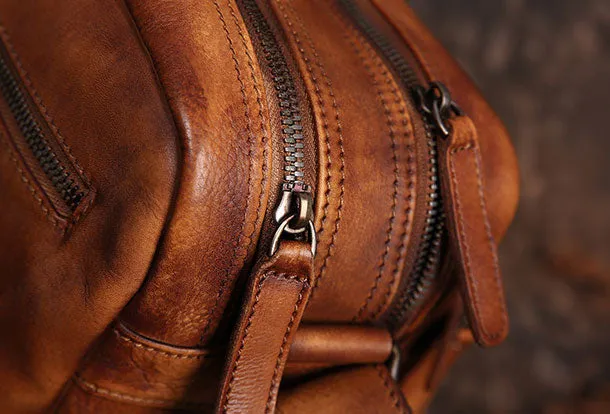 Cool Small Leather Mens Messenger Bag Brown Courier Bag Side Bag Postman Bag for men