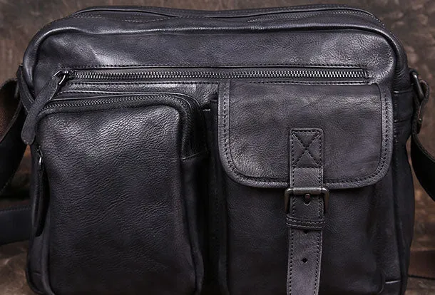 Cool Small Leather Mens Messenger Bag Brown Courier Bag Side Bag Postman Bag for men