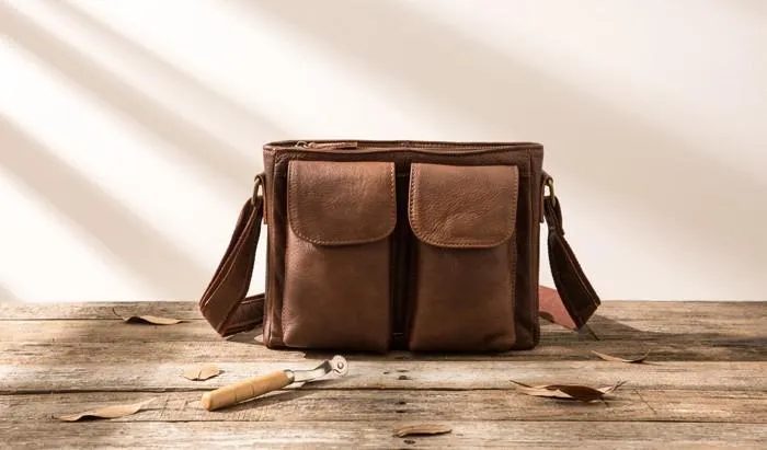 Cool Small Leather Vintage Mens Messenger Bag Shoulder Bags  for Men