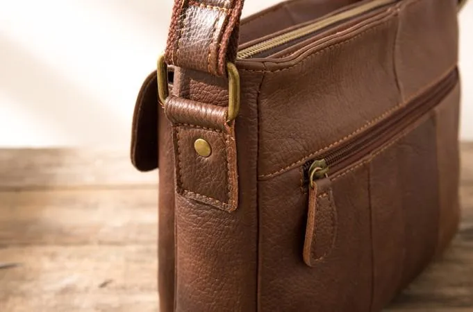 Cool Small Leather Vintage Mens Messenger Bag Shoulder Bags  for Men