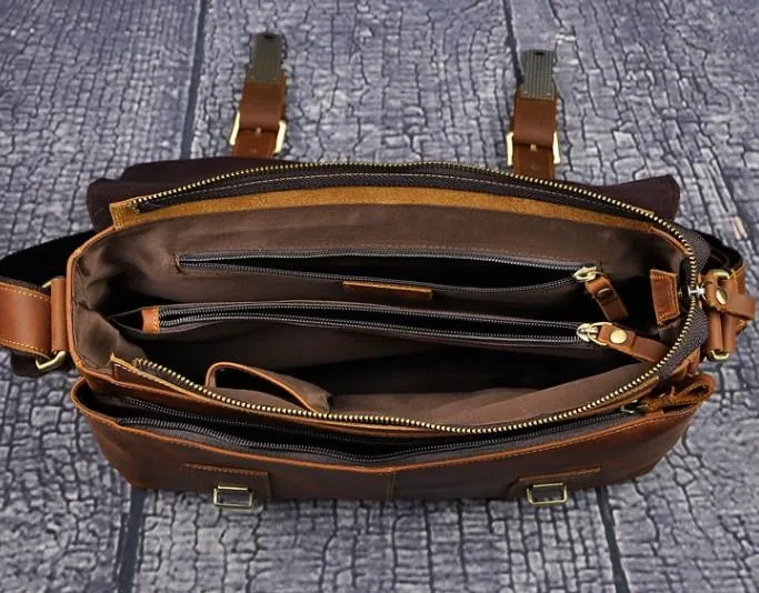 Cool Vintage Brown Leather Mens Side Bag Messenger Bag Shoulder Bag for Men