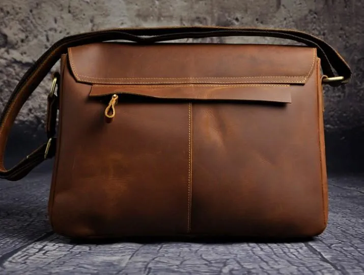 Cool Vintage Brown Leather Mens Side Bag Messenger Bag Shoulder Bag for Men