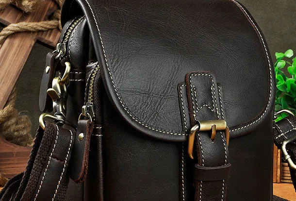 Cool Vintage Leather Belt Pouch Waist Bag Mini Side Bag Messenger Bag For Mens