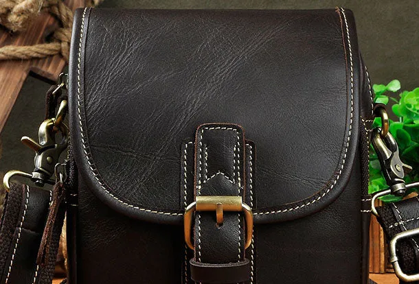 Cool Vintage Leather Belt Pouch Waist Bag Mini Side Bag Messenger Bag For Mens
