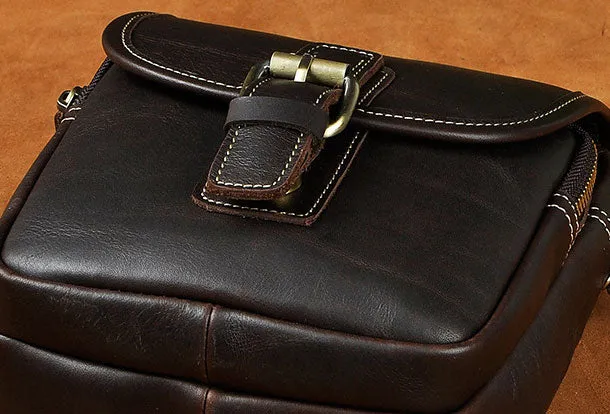 Cool Vintage Leather Belt Pouch Waist Bag Mini Side Bag Messenger Bag For Mens