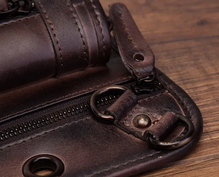 Cool Vintage Leather Mens Belt Pouch Waist Bag Drop Leg Bag Mini Shoulder Bag For Men