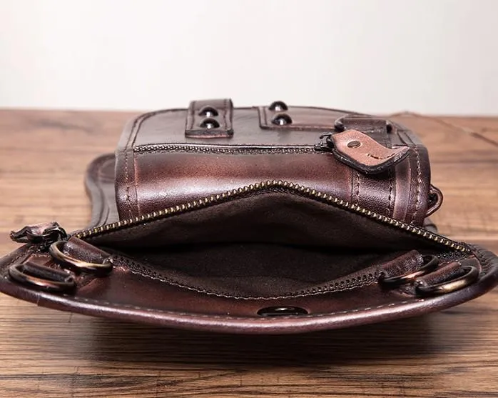 Cool Vintage Leather Mens Belt Pouch Waist Bag Drop Leg Bag Mini Shoulder Bag For Men