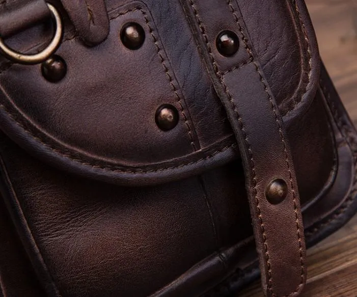 Cool Vintage Leather Mens Belt Pouch Waist Bag Drop Leg Bag Mini Shoulder Bag For Men
