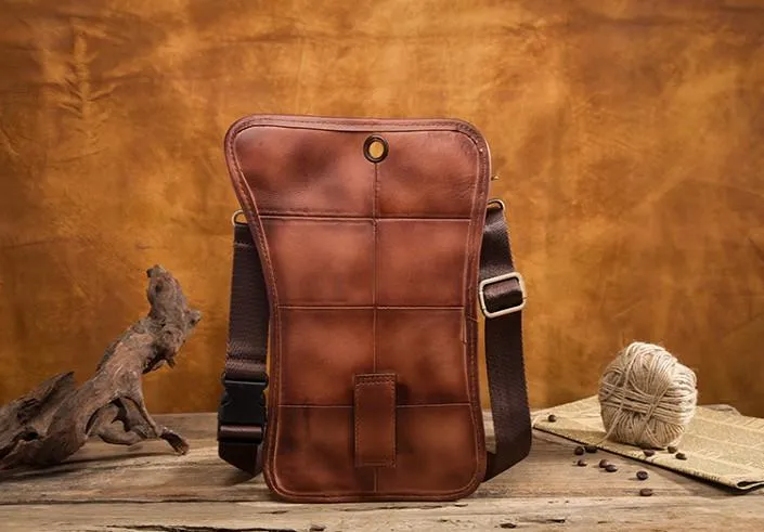 Cool Vintage Leather Mens Belt Pouch Waist Bag Drop Leg Bag Mini Shoulder Bag For Men