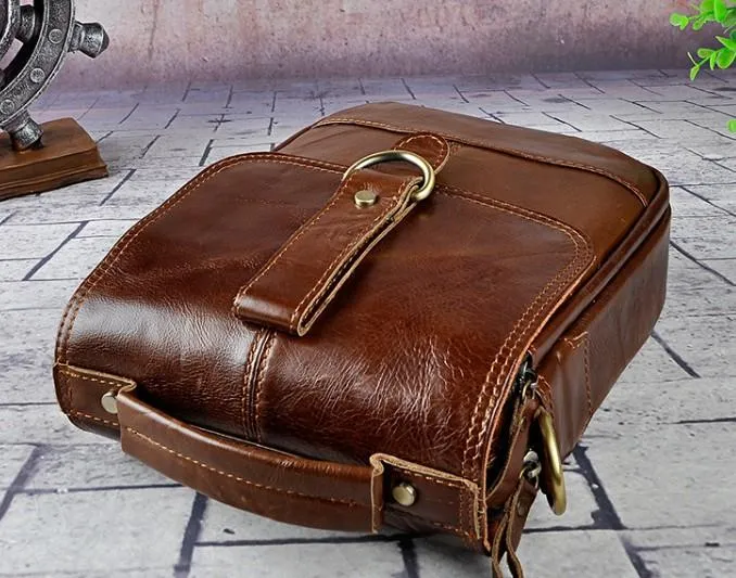Cool Vintage Leather Mens Small Side Bag Messenger Bag Shoulder Bags for Men